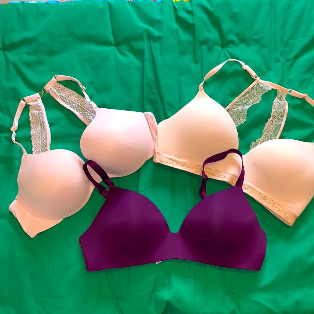3 VS t-shirt Bras.  sz 38c. lightly lined wireless